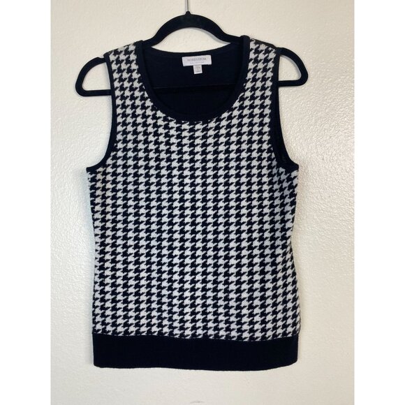 Nordstrom Collection Womens 100% Cashmere Houndstooth Sweater Vest Size Small - Picture 1 of 12